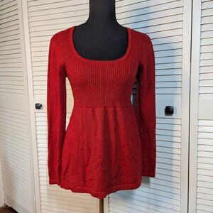 Red Sparkly babydoll long sleeve top